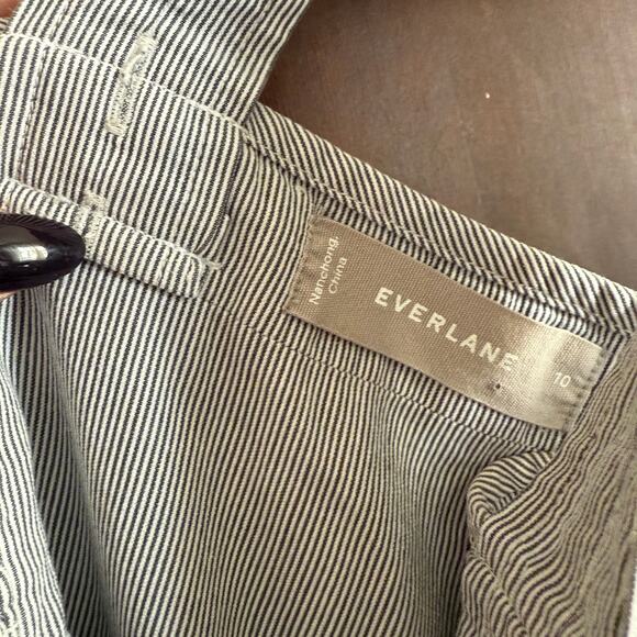 EVERLANE The Cotton Weave Picnic Tank Dress Striped Blue White | Size 10 - Picture 4 of 7